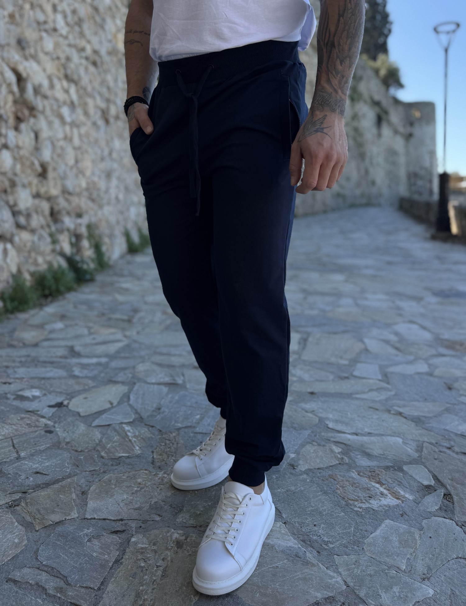 Ανδρική αθλητική μπλε navy φόρμα με λάστιχο 50125 φωτογραφία